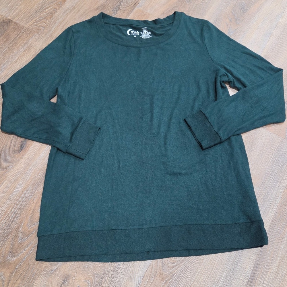 Zyia Active Forest Green Heather Long Sleeve Crew Neck Top Womens Medium